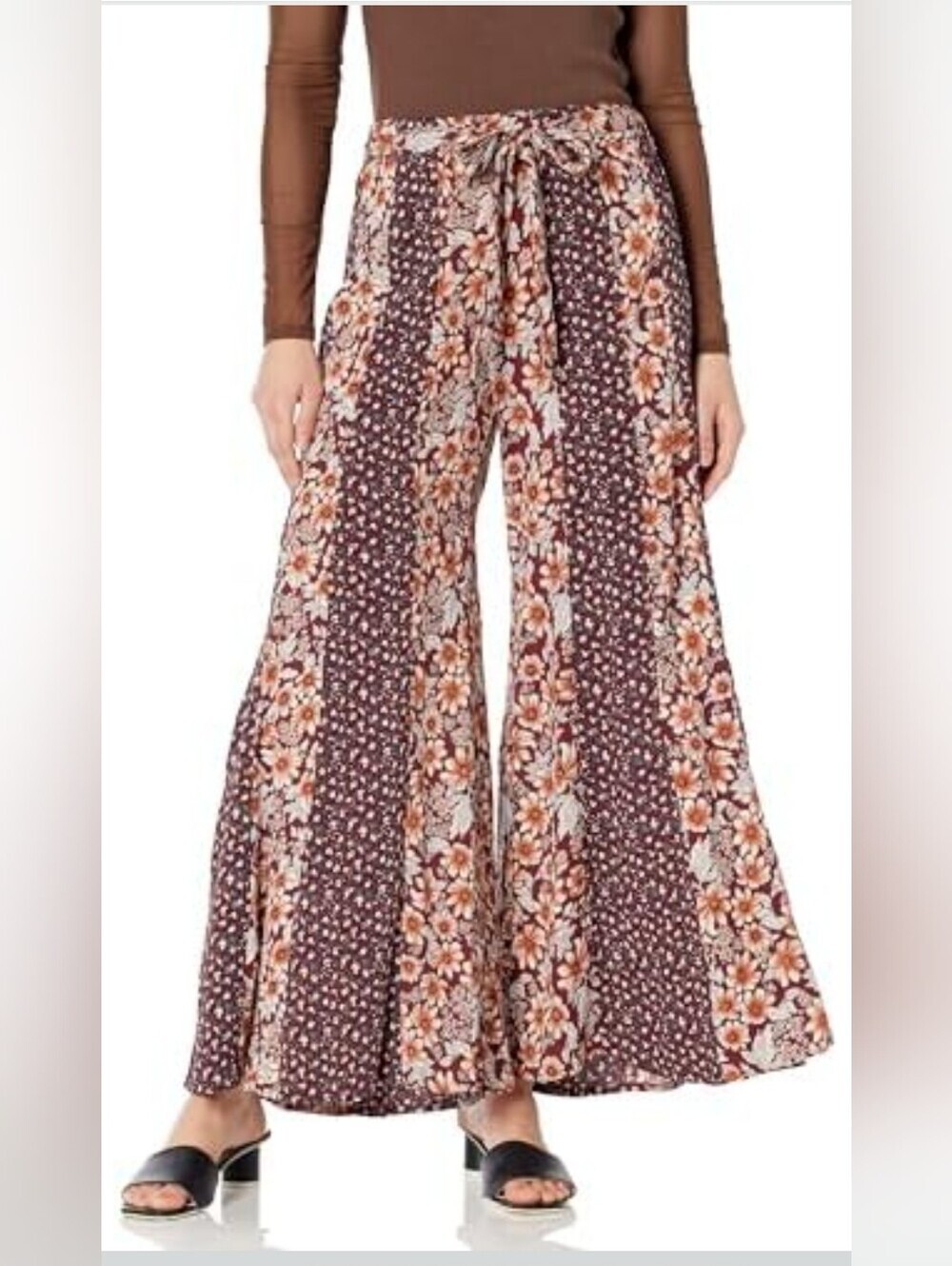 Angie Mixed Floral Print Flowy Wide Leg Pants